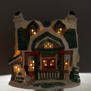 Cobblestone Corners Ceramic Christmas Village Winter House Holiday Decor Y2K